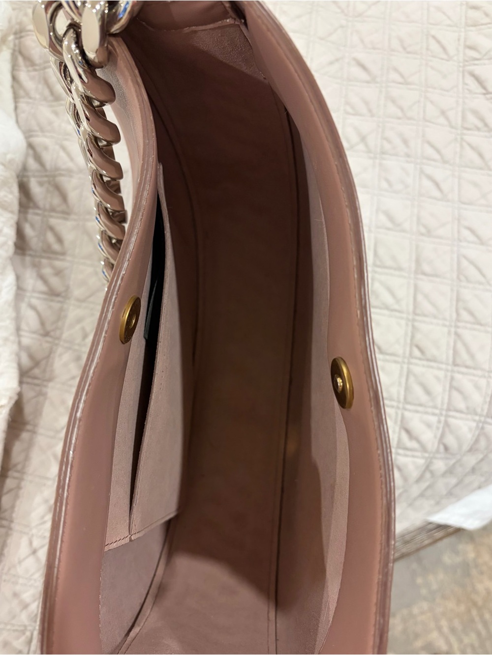 Stella McCartney Frayme Dusty Pink Shoulder Bag with Chunky Two-Tone Chain - Picture 11 of 11